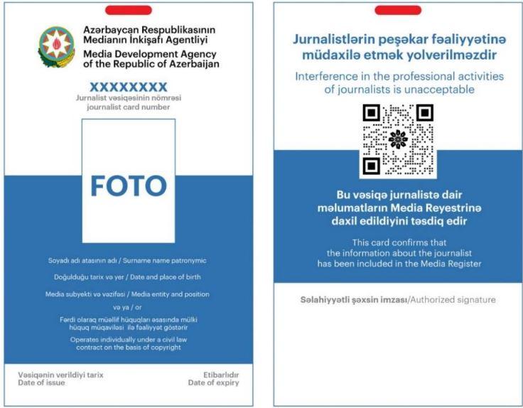 Jurnalist vəsiqəsinin forması təsdiq edilib