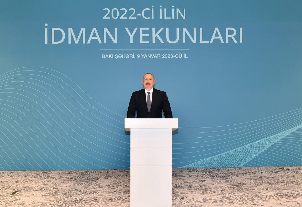 Prezident İlham Əliyev ötən ilin idman yekunlarına həsr olunmuş mərasimdə iştirak edib