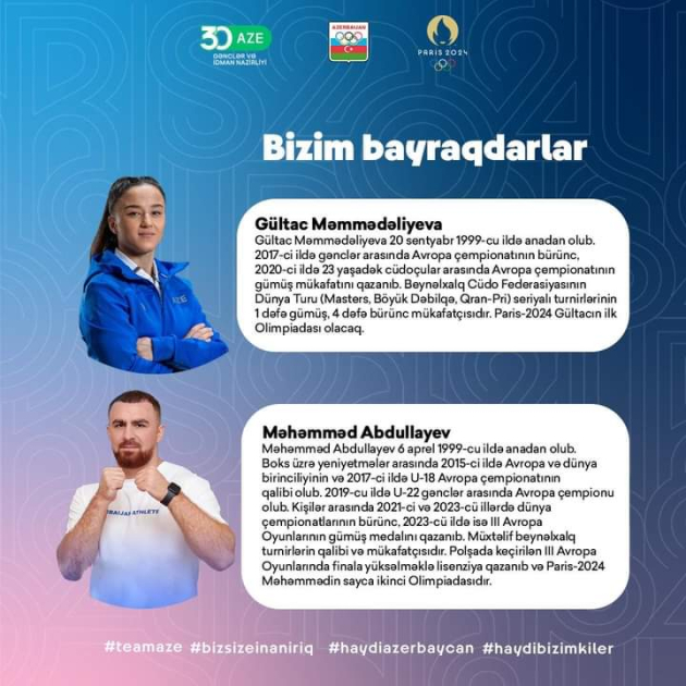 Paris-2024-də Azərbaycan komandasının bayraqdarları müəyyənləşib&nbsp;