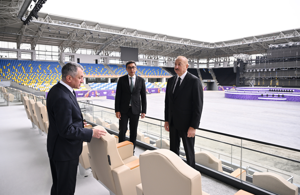 Prezident İlham Əliyev Gəncə şəhər stadionunun açılışında iştirak edib