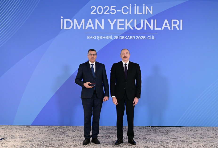 Prezident İlham Əliyev 2025-ci ilin idman yekunlarına həsr olunan mərasimdə iştirak edib