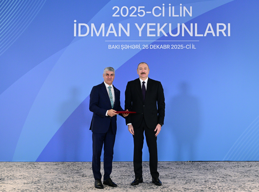 Prezident İlham Əliyev 2025-ci ilin idman yekunlarına həsr olunan mərasimdə iştirak edib