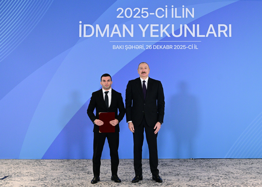 Prezident İlham Əliyev 2025-ci ilin idman yekunlarına həsr olunan mərasimdə iştirak edib