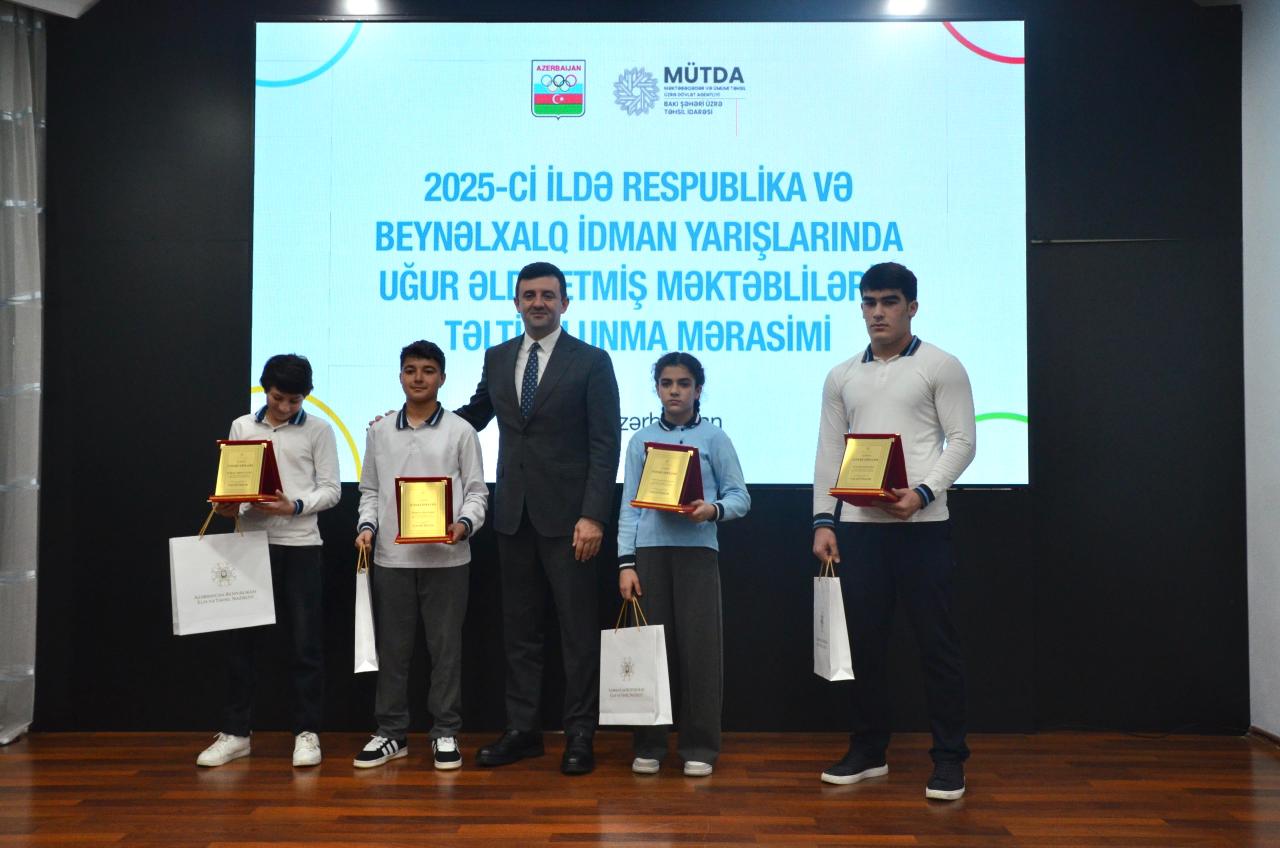 İdman sahəsində uğur qazanan məktəblilər Milli Olimpiya Komitəsində təltif olundu