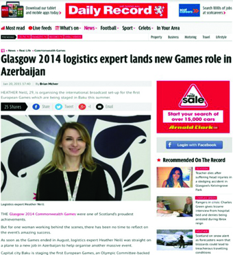 “Daily Record”: Avropa Oyunları möhtəşəm olacaq