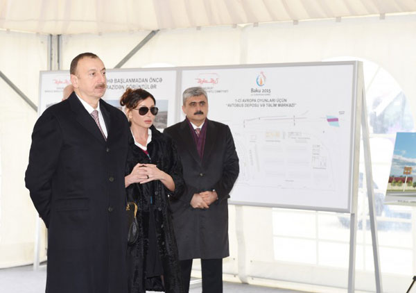 Prezident İlham Əliyev ilk Avropa Oyunları üçün avtobus deposu və təlim mərkəzində, Bakı İdman Sarayında görülən işlərlə tanış olub