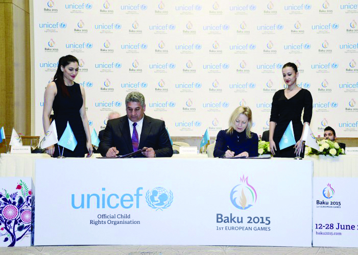 Bakı-2015 və UNİCEF arasında tərəfdaşlıq müqaviləsi imzalanıb