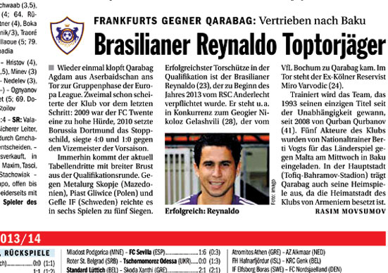 Rasim Mövsümzadənin “Kicker” jurnalında yazısı çıxıb